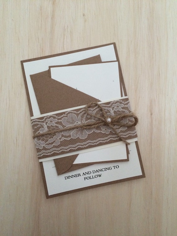 Rustic Wedding Invitation Lace Belly Band Twine With Rustic Wedding Invitation Lace Belly Band Twine With