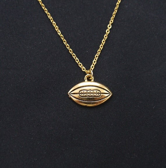 football necklace gold filled gold football charm on gold
