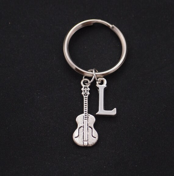 violin keychain initial keychain musical jewelry musician