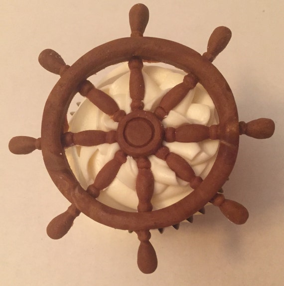 Items similar to Fondant ship's wheel cupcake toppers on Etsy