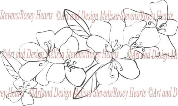 Cherry Blossoms a Rosey Hearts digital stamp made just for crafter's and the adult who love to color