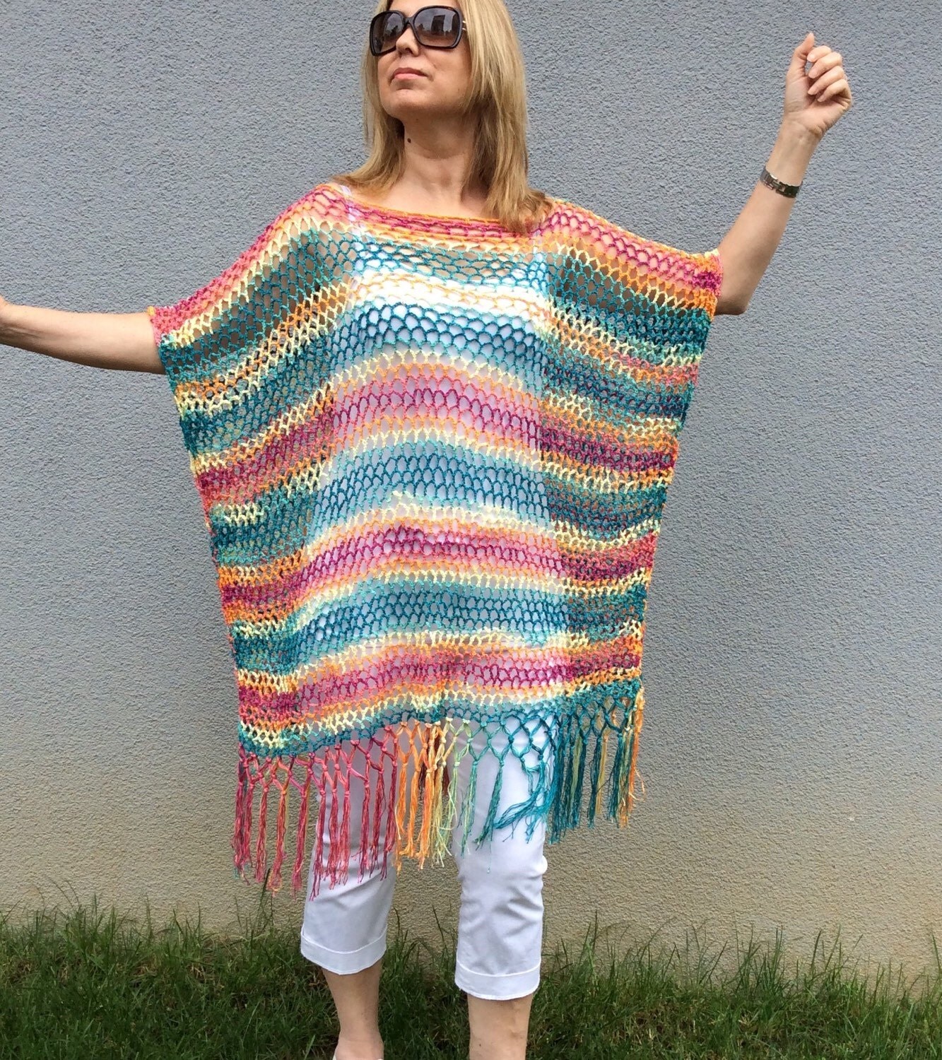Crochet Swimsuit Cover up Colorful Beach wear Summer Dress