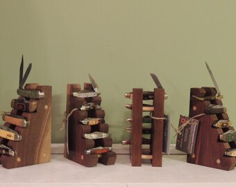 Hand Made Black Walnut Wooden Pocket Knife Display Stand