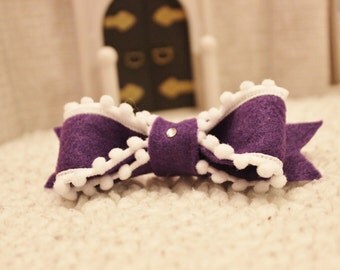 Sophia the 1st inspired Hair Clip with Purple Felt Hair Bow & Crystal...First Princess Hair Accessory...Choice of Clip.