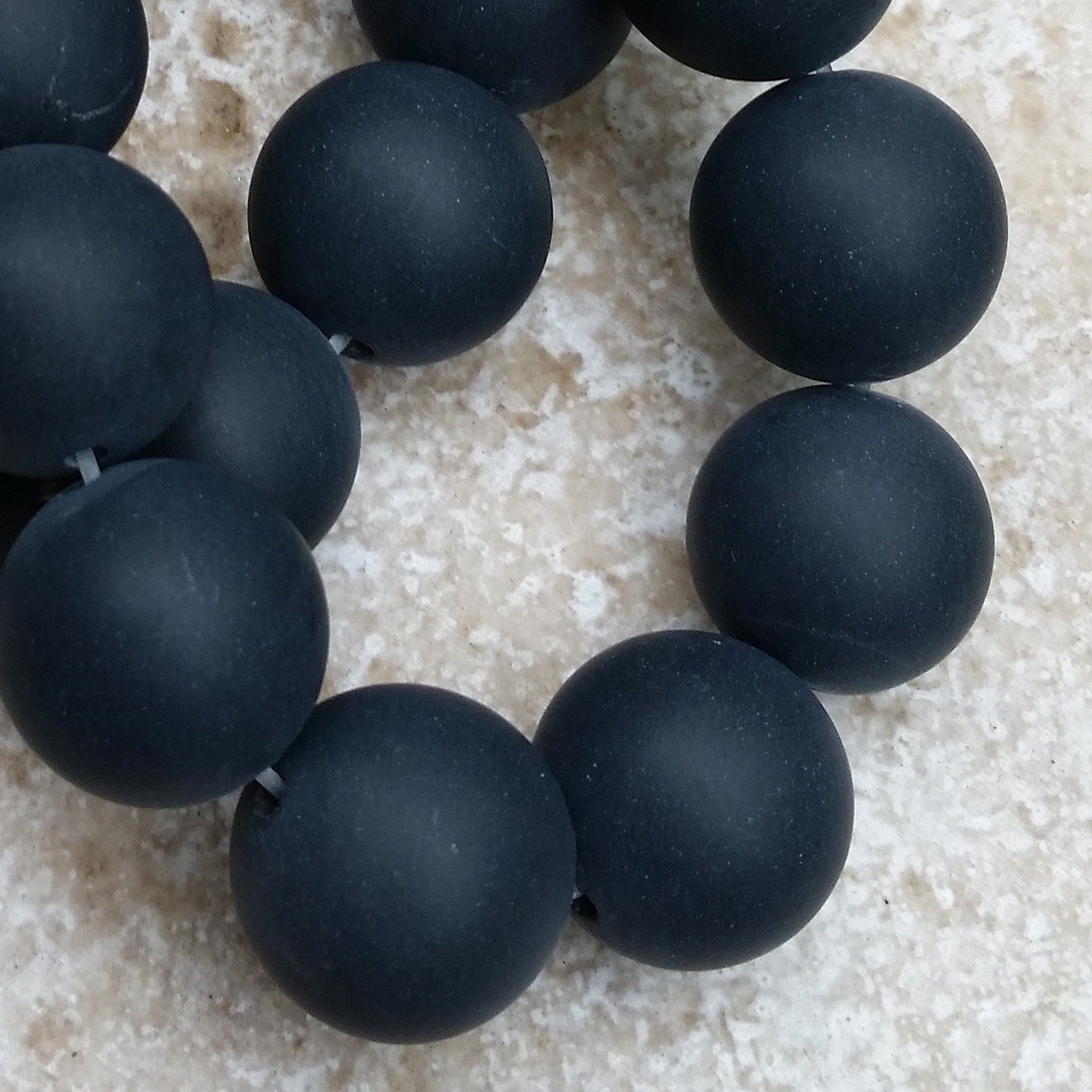 Black Onyx Beads 16mm Round Smooth Matte Black Onyx Beads