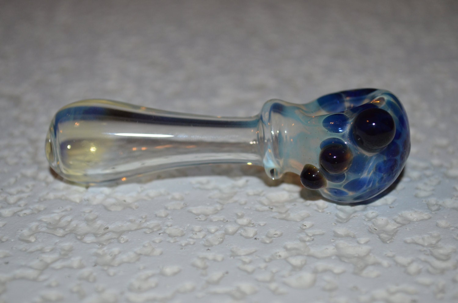 Fumed Color Changing Glass Pipe with Blue Honey by EquinoxGlassArt