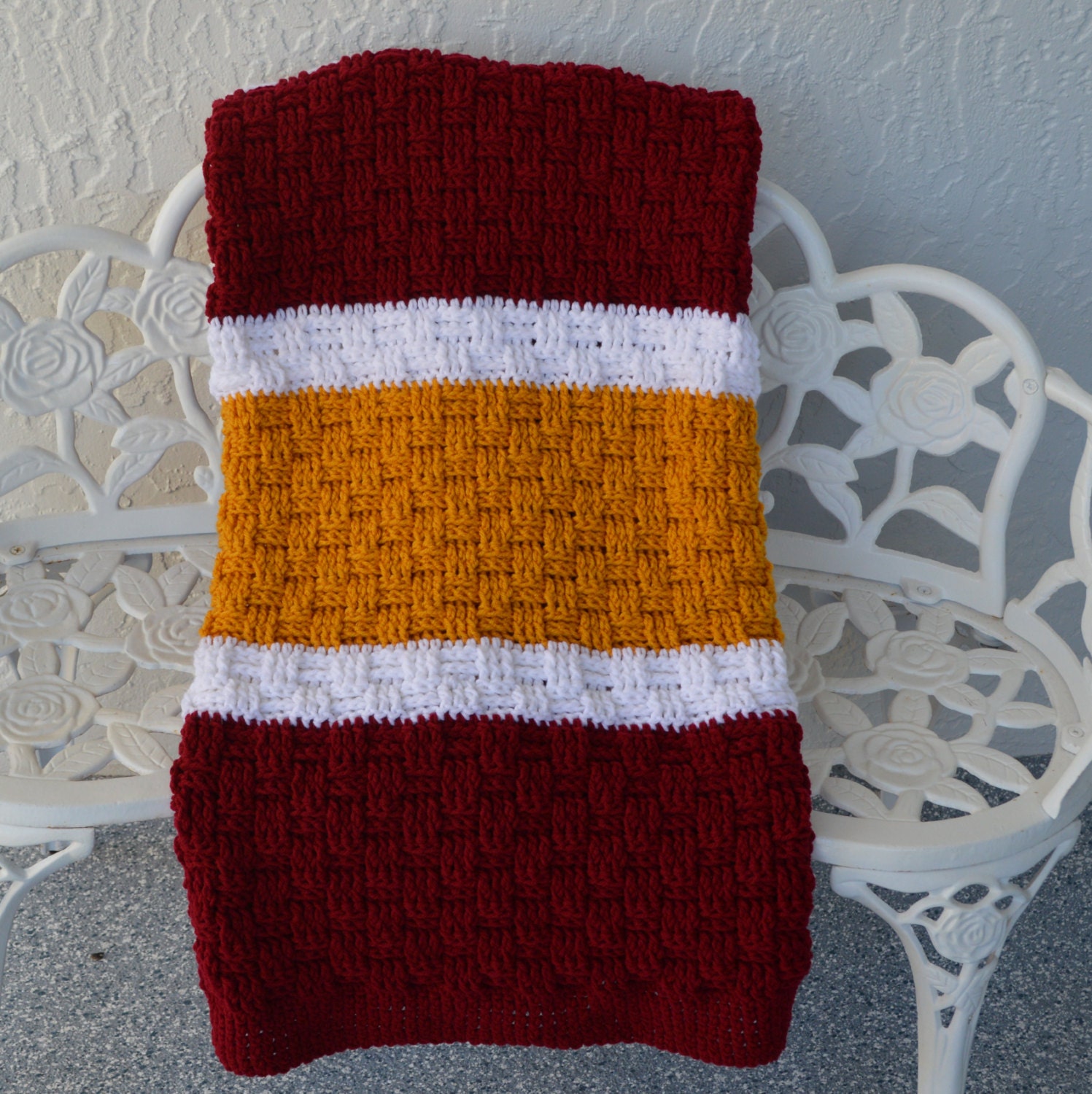 Crochet football blanket stadium blanket sport afghan