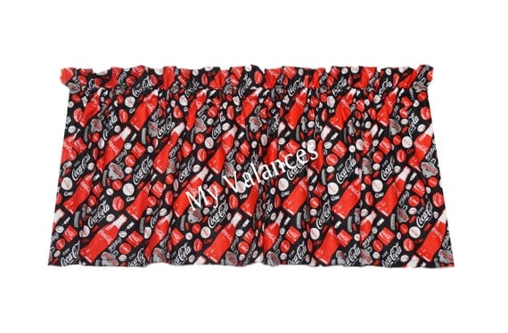 Items similar to Coca Cola curtain valance. Matching panels and throw pillow covers available ...