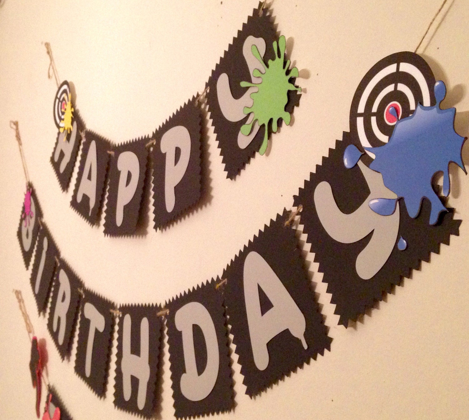 Happy Birthday Banner paintball themed by DandelionPaperDecor