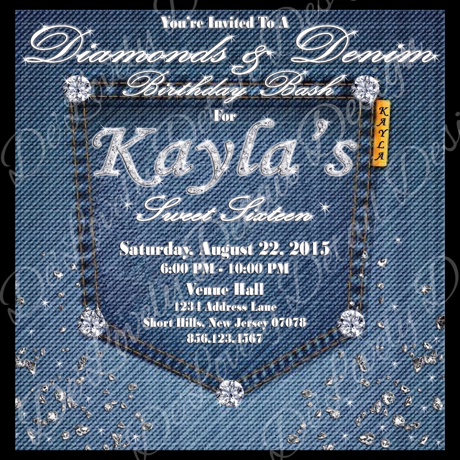 Diamonds & Denim Party Theme Invitation By Delovelydetaildesign