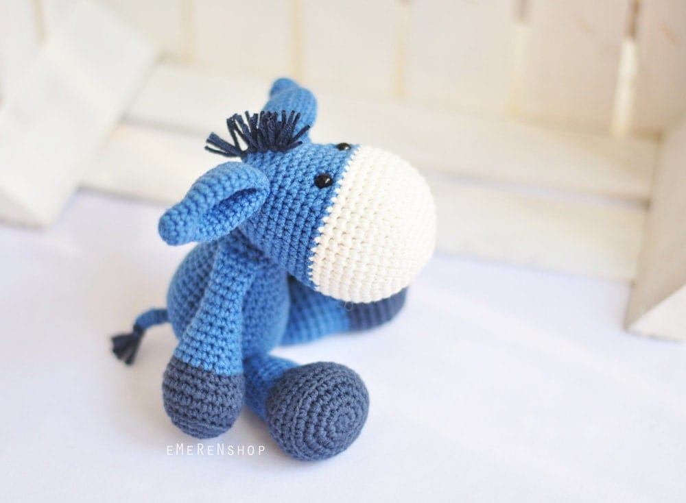 Blue Crochet Amigurumi Donkey Handmade amigurumi donkey an