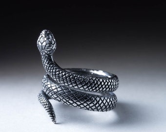 Snake Ring, silver, adjustable size, handmade