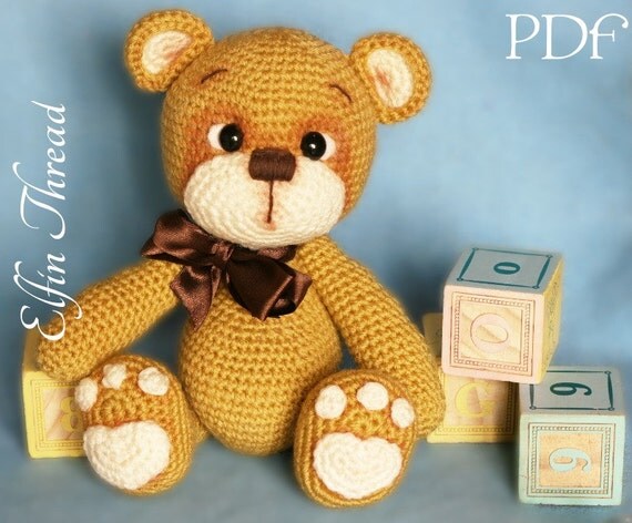Elfin Thread Teddy Bear Amigurumi PDF Pattern Bear crochet