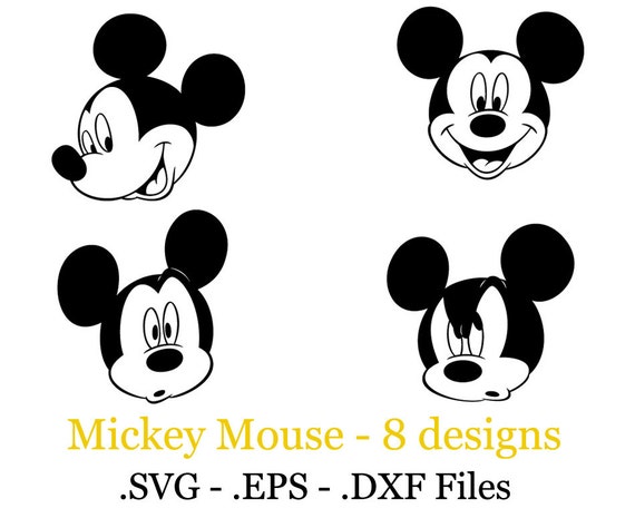 Mickey Mouse 8 face designs. Vector cuttable by VectorsDesign