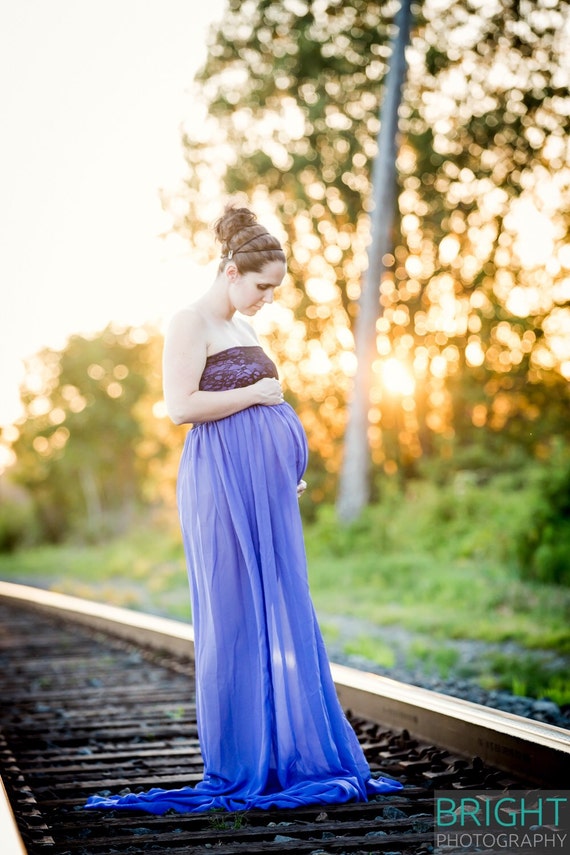 Lilac butterfly maternity gown/maternity by KorinnArtdesign
