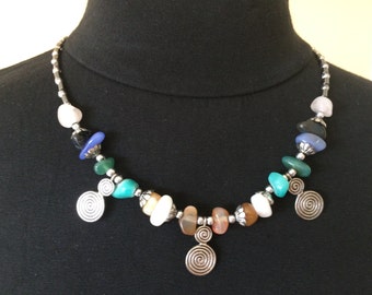 Handmade Necklace Opal Necklace White Stone Collar Blue Stone Collar Orange Stone Collar Opal Jewellery Handmade Jewellery