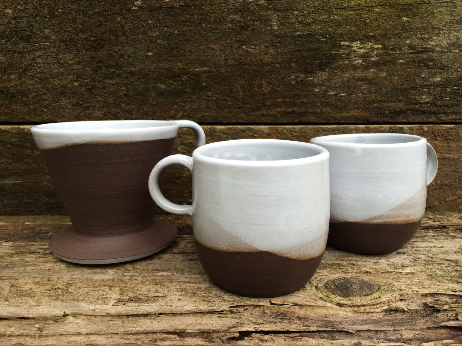 Ceramic Coffee Pour Over and Mug Set by shopMaraCeramics on Etsy