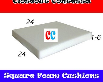 1 to 6" Inch Thick , 24 x 24 Square High Density Premium Upholstery Foam and Cushion