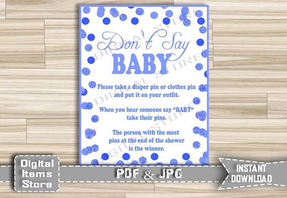 Don't Say Baby Game Blue Dots Printable Diaper Pin