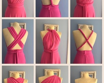 Bridesmaid dress Infinity dress wedding multiway dress stretch lycra pink Infinity bridesmaid dress maxi dress FREE tube top