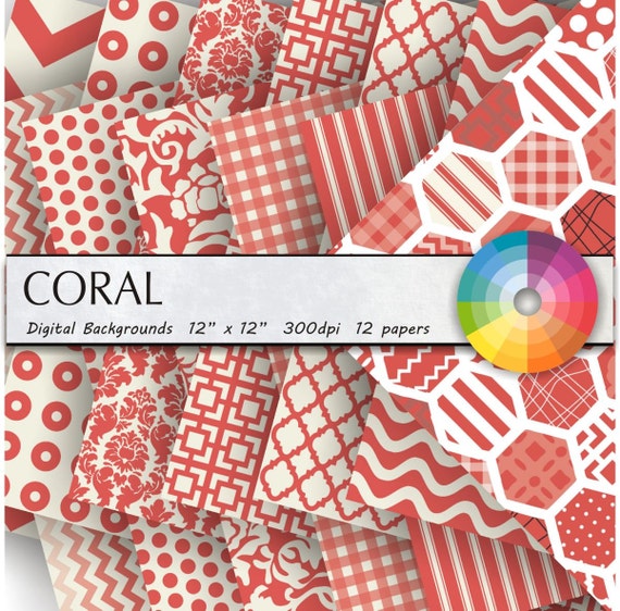 Coral Digital Paper White Coral Digital Paper Pack Coral