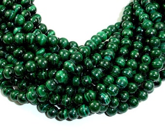 Natural Malachite Beads, 6 mm Round Beads, 15.5 Inch, Full strand, Approx 67 beads, Hole 0.8mm, A+ quality (312054006)