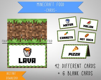 Items similar to 12 Custom Minecraft Food Tent Cards-Digital Printable ...