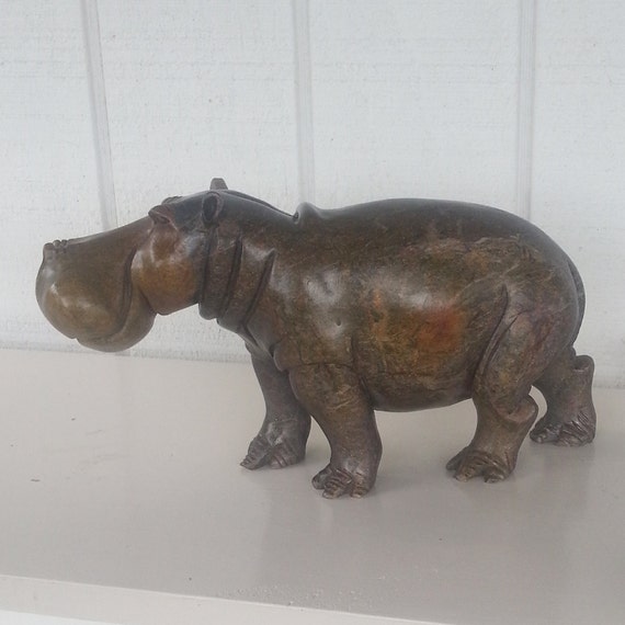 African Sculpture Stone Carving Hippo by CootharabaCottage