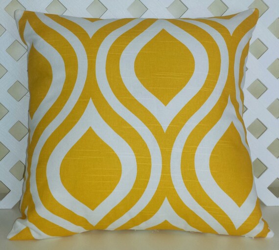 Yellow and White Pillow Cover Premier by MadisonAllieDesigns