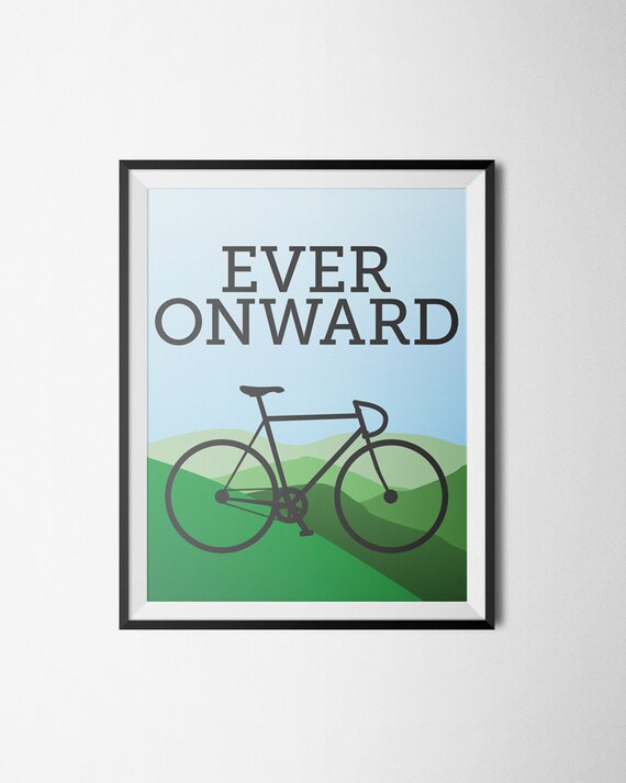 Cycling poster print bicycling wall art by PennAndKnife on Etsy
