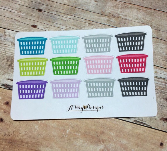 Laundry Stickers Laundry Baskets Set of 12 by AWigsDesigns