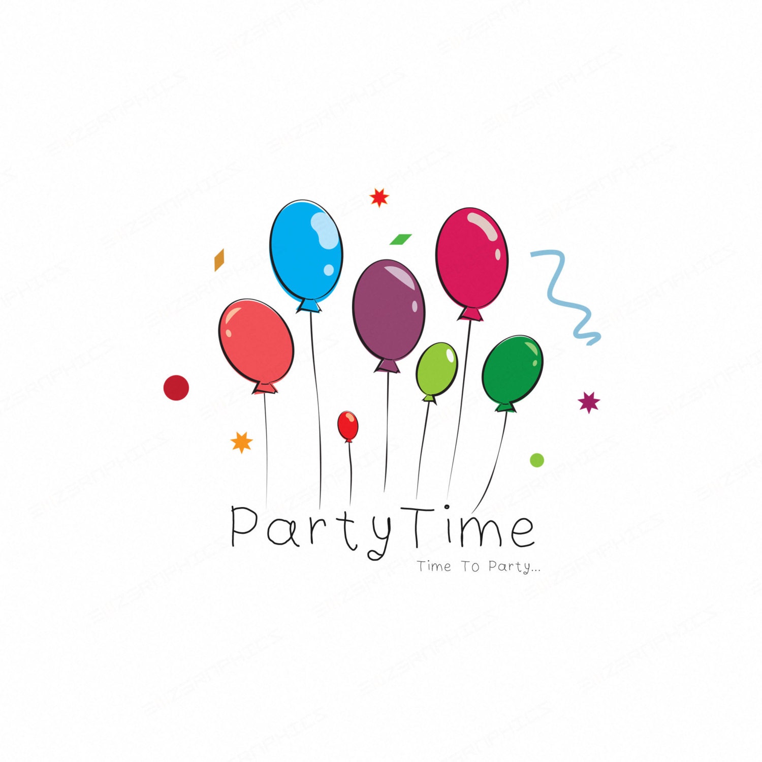 Premade Customizable Party Themed Logo Design by EmZGraphics