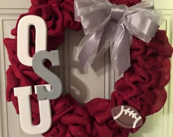 Ohio state burlap wreath/football wreath/fall wreath/sports wreath