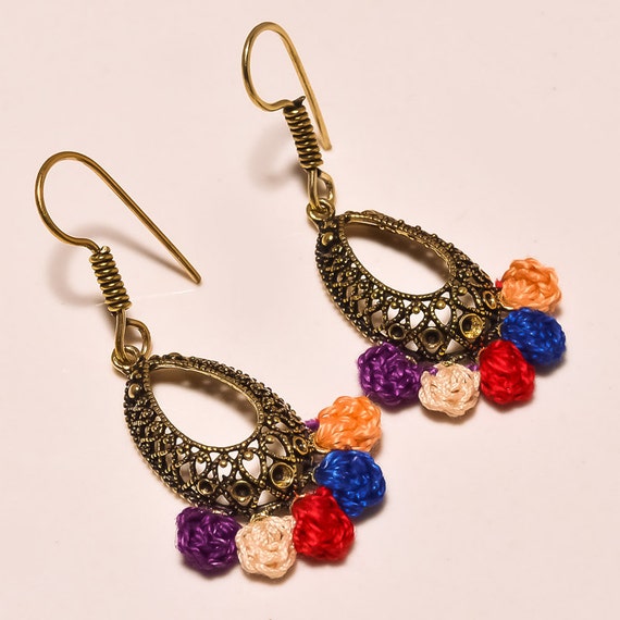 realvaluejewels - Antique Oxidised Metal Earrings With Thread Work ...