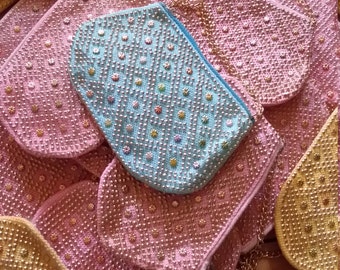 1970's original pretty beaded coin purses, dead stock, new unused vintage
