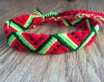 Friendship Bracelet.Handwoven.Friendship jewelry.Father's Day.Handmade.Wrap Woven Knotted Braided .Best friend present.Fruit.Neon.Watermelon