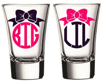 Set of 2 Big Little Sorority Shot Glasses