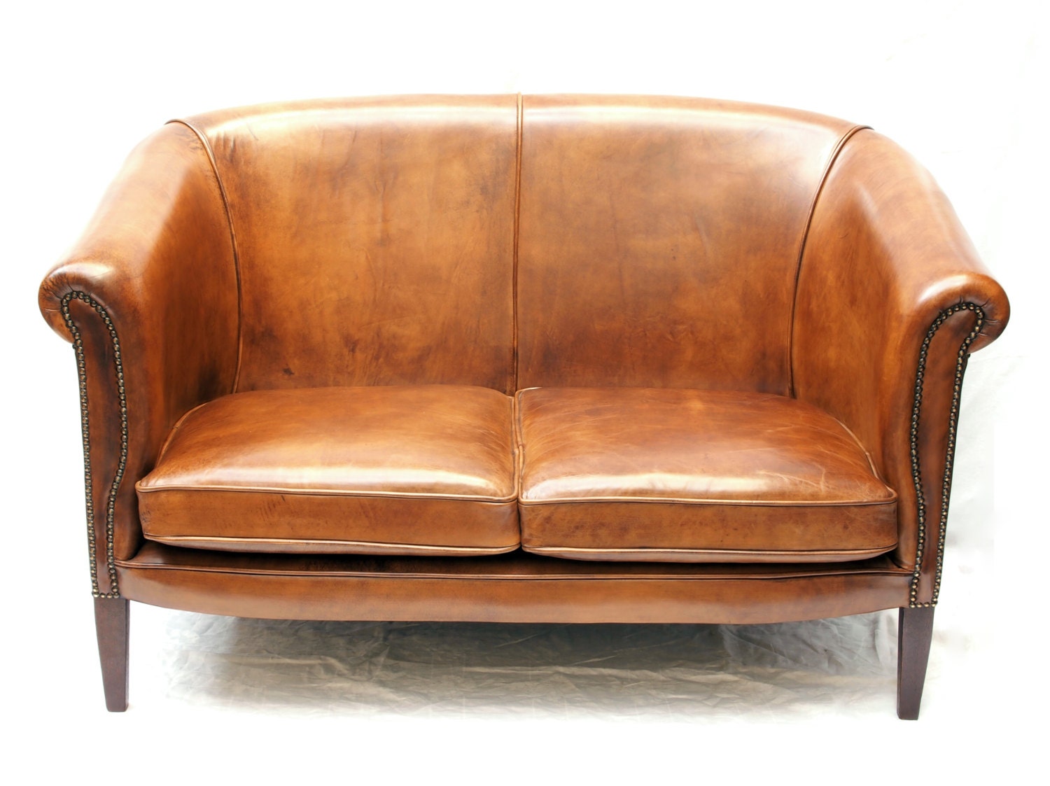 2 of seater Art Deco leather sofa Haute Juice