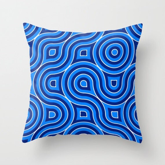 Blue Outdoor Throw Pillow Pillow Cover Geometric Light