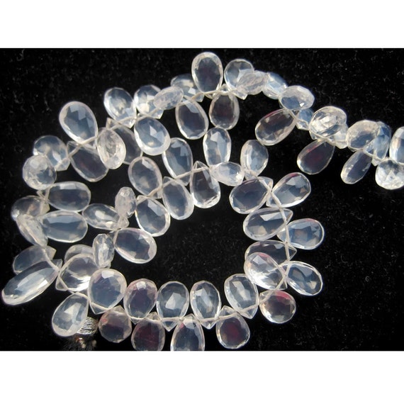 Ice Quartz Beads Faceted Gemstones Pear Beads Faceted