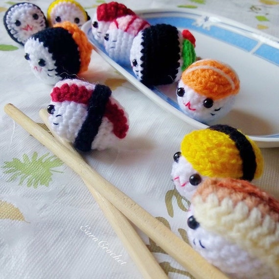 Amigurumi Sushi Set 2In1mini crochet dollkawaii crochet
