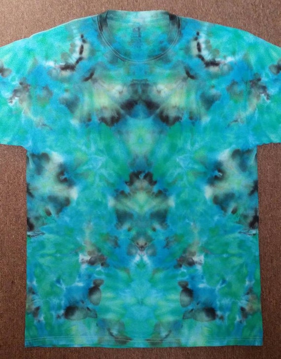 Mens Blue Tie Dye Ice Dye Abstract Crew Neck by MileHighTieDyes