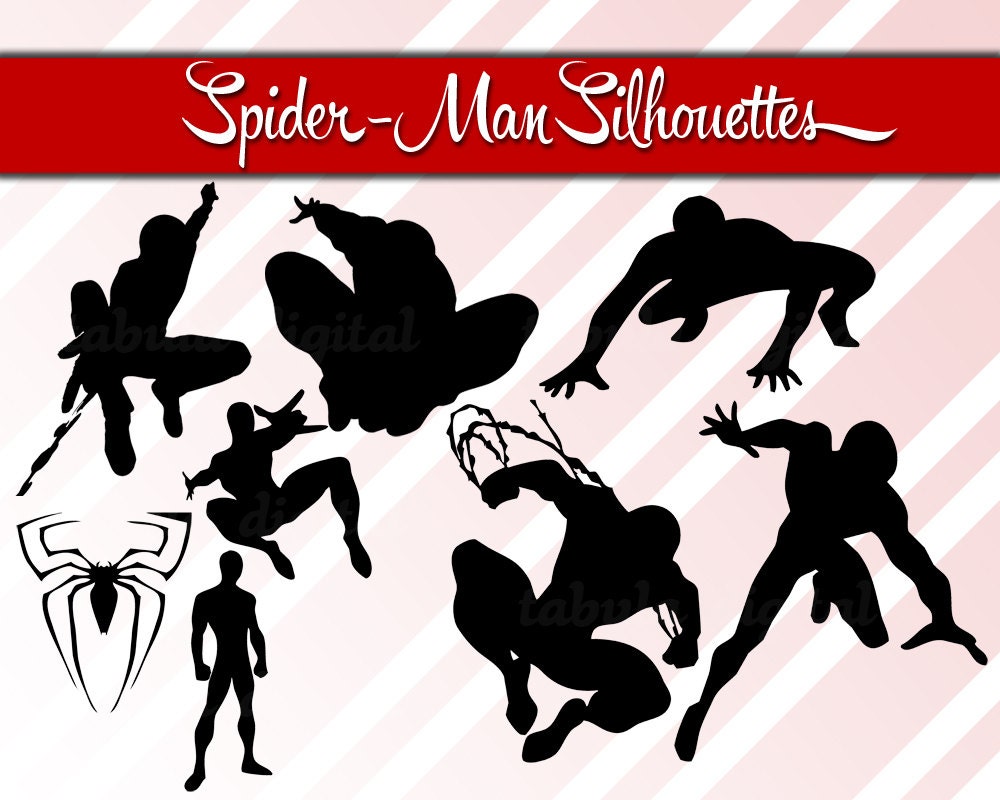 Spider-Man Silhouette 8x Spider-Man Silhouettes by TabulaDigitals