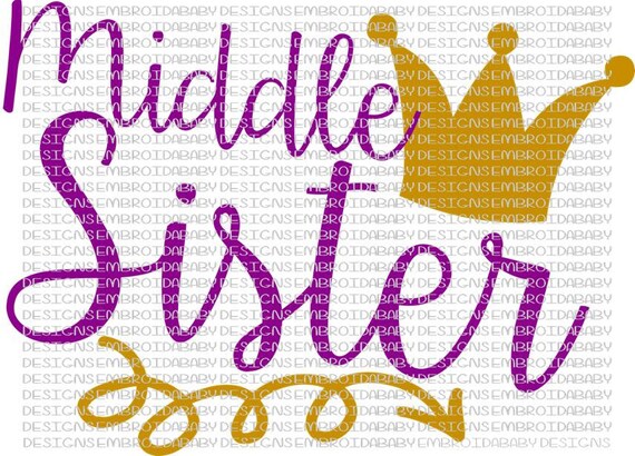 Middle Sister with Crown and Arrow Swirls SVG DXF by ...