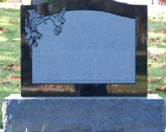 Cemetery Headstone Jet Black Granite Tombstone Grave Marker Monument Memorial Hummingbird