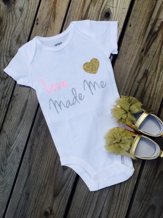 Love made me Onesie Gold Glitter heart Onesie Hipster