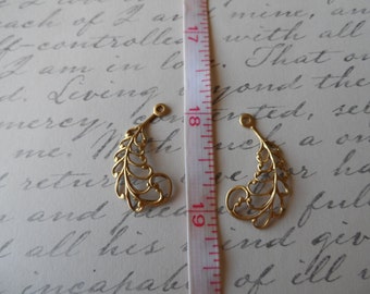 Filigree Openwork Raw Brass Leaves 29mm