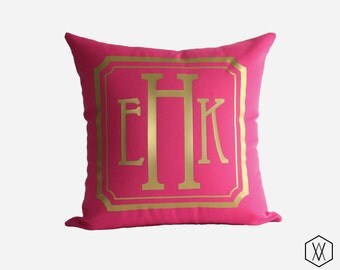 Gold Monogram Throw Pillow Cover Gold Silver and More