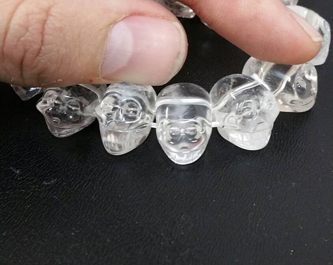 Quartz Skull Bracelet- High Grade Quartz from Brazil- Amazing Clarity- Healing Crystal \ Healing Stone \ Quartz Crystal \ Crystal Skull