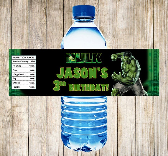 Hulk Water Bottle Labels by KidyParty on Etsy